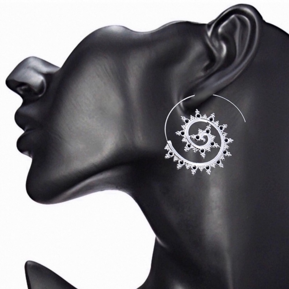 Silver Boho Embellished Ear Wires - Picture 5 of 6